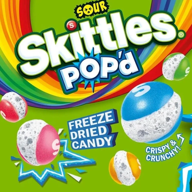 Кислі цукерки Skittles Pop'd Sour Freeze Dried Candy 156г від