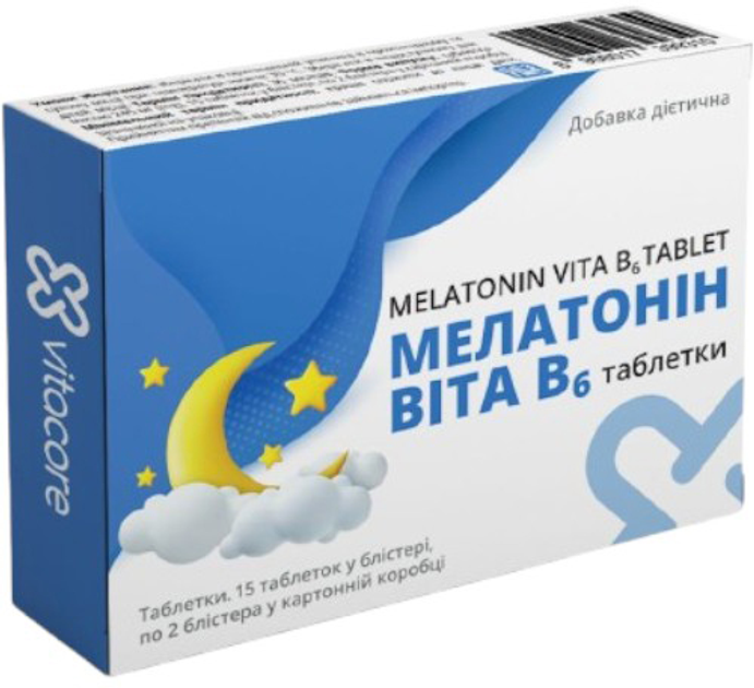 Таблетки VitaCore Мелатонін Віта В6 245 мг №30 (8908017399310) - зображення 1