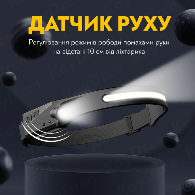 Світлодіодний LED ліхтар налобний з акумулятором G28 ліхтарик акумуляторний туристичний ліхтарик для риболовлі, велосипедний ліхтарик з датчиком руху - зображення 3