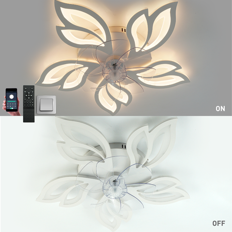 Управляемая светодиодная люстра с вентилятором FAN ASTRA 85W+18W 5F APP белая Esllse Ø680x120мм LED WHITE - изображение 2