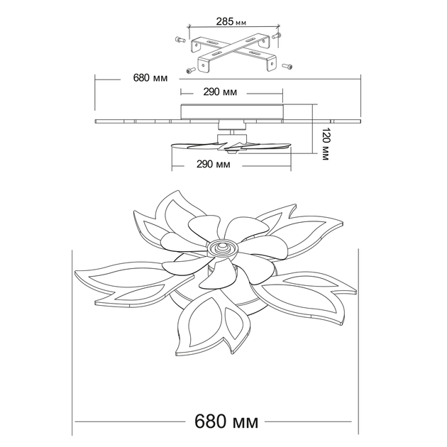 Управляемая светодиодная люстра с вентилятором FAN ASTRA 85W+18W 5F APP белая Esllse Ø680x120мм LED WHITE - изображение 7
