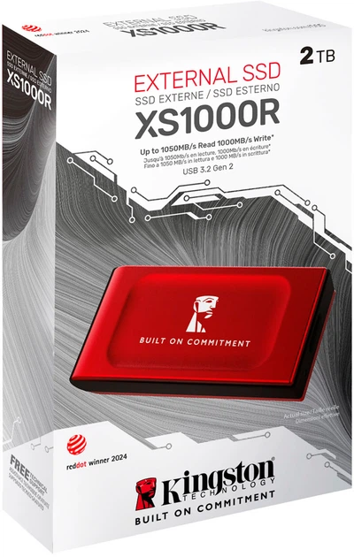 SSD диск Kingston XS1000 BoC Portable SSD 2TB USB 3.2 Gen 2 Red