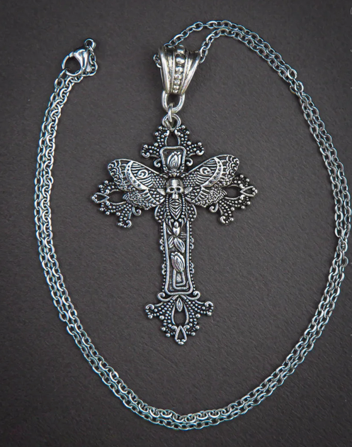 Цепочка Fashionn Jewerly с кулоном крест бабочка бражник Мертвая голова в корейском готическом стиле y2k (SVS) - изображение 5