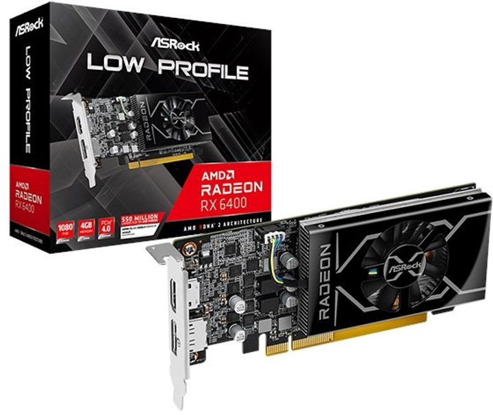 Відеокарта ASRock PCI-Ex Radeon RX 6400 Low Profile 4GB GDDR6 (64bit) (2321/16000) (HDMI, DisplayPort) (RX6400 LP 4G) - зображення 4