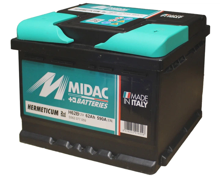 Аккумулятор 6СТ-62A MIDAC HERMETICUM, 12V, 62Ah (-/+) низкий евро, Мидак Герметикум, 12В, 62Ач, EN570А - Фото 3 Аккумулятор 6СТ-62A MIDAC HERMETICUM, 12V, 62Ah (-/+) низкий евро, Мидак Герметикум, 12В, 62Ач, EN570А - изображение 3