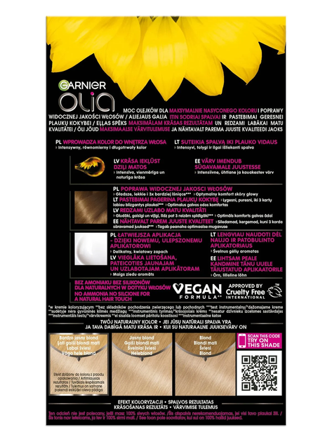 Farba kremowa bez utleniacza Garnier Olia Permanent Coloring 10.0 Very Light Blond 60 ml (3600542576888) - obraz 2