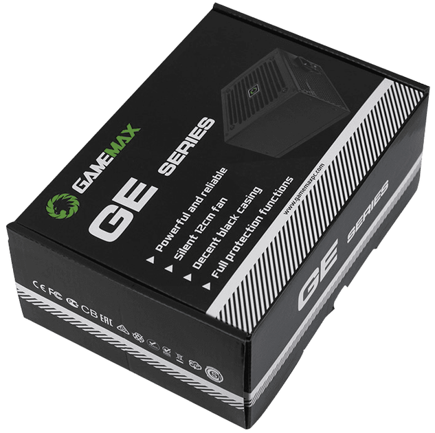 Блок живлення 700 Вт, GameMax GE-700, Black, 80+ Basic, Active PFC, 12 см, 3xMolex / 5xSATA / 2x6+2-pin / 1x4+4-pin / 1x20+4-pin, захист OVP / UVP / SIP / OCP / OLP / OPP / SCP - зображення 6