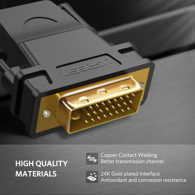 Перехідник HDMI DVI D 24+1 Ugreen 20124 (Чорний) - изображение 5