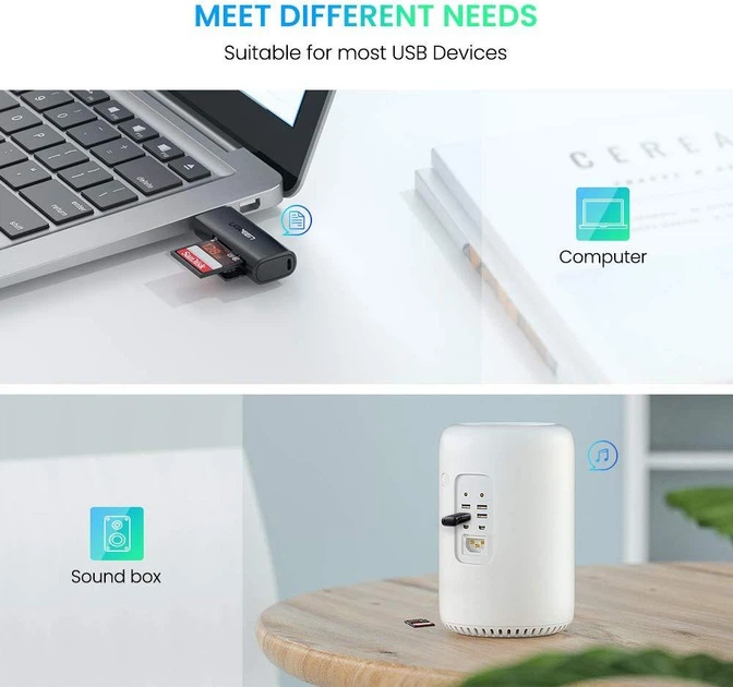 Кардрідер USB 3.0 TF/SD Ugreen 60722 c підтримкою карт до 512Гб (Чорний) - Фото 7 Кардрідер USB 3.0 TF/SD Ugreen 60722 c підтримкою карт до 512Гб (Чорний) - зображення 7