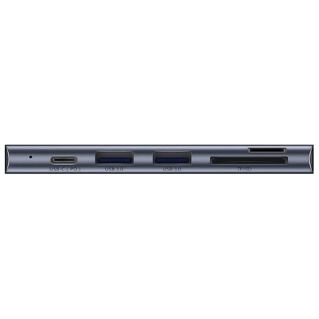 Багатопортовий хаб Baseus Harmonica 5-in-1 HUB Adapter CAHUB-K0G (Сірий, Тип-C to USB 3.0 x 2/SD/TF/Type-C) - Фото 4 Багатопортовий хаб Baseus Harmonica 5-in-1 HUB Adapter CAHUB-K0G (Сірий, Тип-C to USB 3.0 x 2/SD/TF/Type-C) - зображення 4