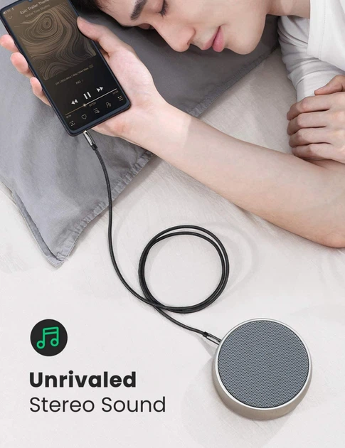 Аудіо кабель AUX 3.5 mm (miniJack) Ugreen AV112 (Чорний, 3м) - изображение 5