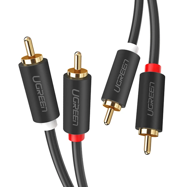 Межкомпонентный аудіо кабель Ugreen AV104 2RCA to 2RCA Audio Cable 30747 (Чорний, 1м) - Фото 2 Межкомпонентный аудіо кабель Ugreen AV104 2RCA to 2RCA Audio Cable 30747 (Чорний, 1м) - изображение 2