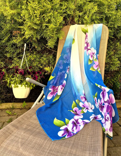 Легке парео Адріана квіти шифон One Size 150*100 см синій 125-29 - зображення 4