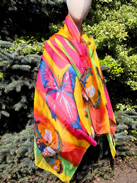 Легкое парео Адриана бабочки шифон One Size 150*100 см разноцветный 125-27 - изображение 5
