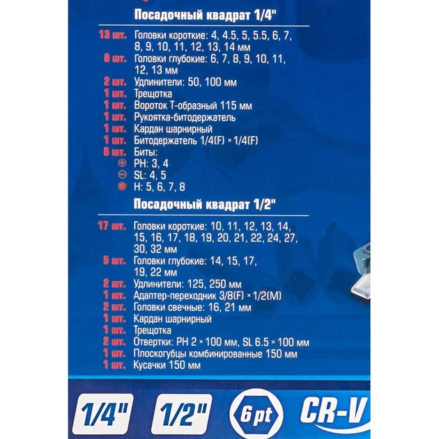 Набір інструментів 69пр.,1/4'',1/2'',(6гр.)(4-32мм) Forsage F-4603-5 - зображення 5