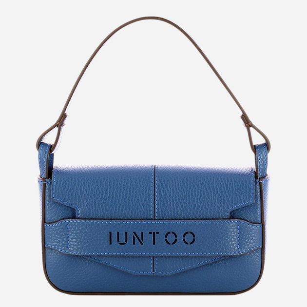 Сумка багет сідло жіноча з натуральної шкіри маленька IUNTOO Silvia 186003-BLUETTE-C22 Синя (800070340443) - зображення 3