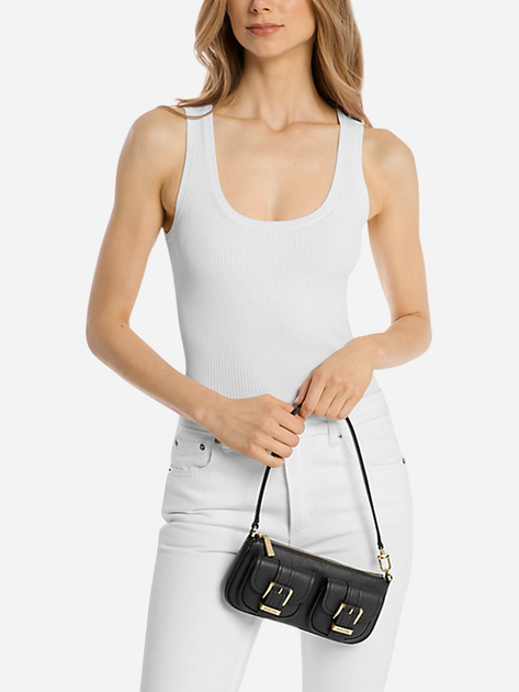 Сумка багет сідло жіноча з натуральної шкіри маленька Michael Kors Zoey 32S5GZCU1L-001 Чорна (800070339774) - зображення 2