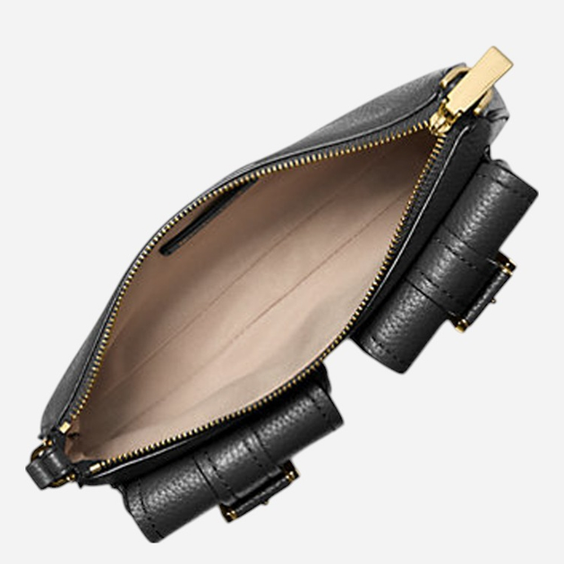 Сумка багет сідло жіноча з натуральної шкіри маленька Michael Kors Zoey 32S5GZCU1L-001 Чорна (800070339774) - зображення 3