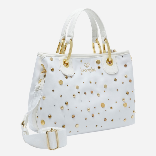 Torebka crossbody damska materiałowa Braccialini Beth B18261-TY-001 Biała - obraz 4