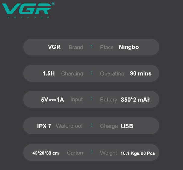Электробритва аккумуляторная VGR V-379 Type-C Черный (t6082) - изображение 5
