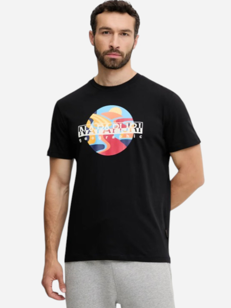 Koszulka męska bawełniana Napapijri S-Valdor SS NP0A4IE69411 S Czarna (198265103434) - obraz 1