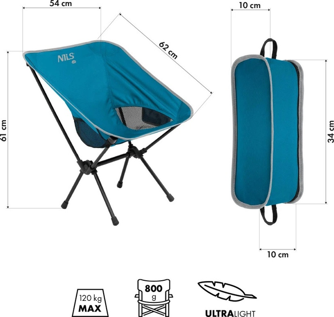 Крісло туристичне Nils Camp NC3320 Ultra Light Blue (5908261680960) - зображення 3