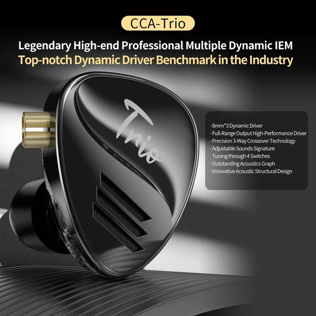 CCA TRIO (with mic.) – трибридные наушники 3DD Hybrid IEM с микрофоном - зображення 2