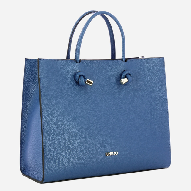 Torebka shopper damska skórzana IUNTOO Armonia 168116-007 Niebieska - obraz 4