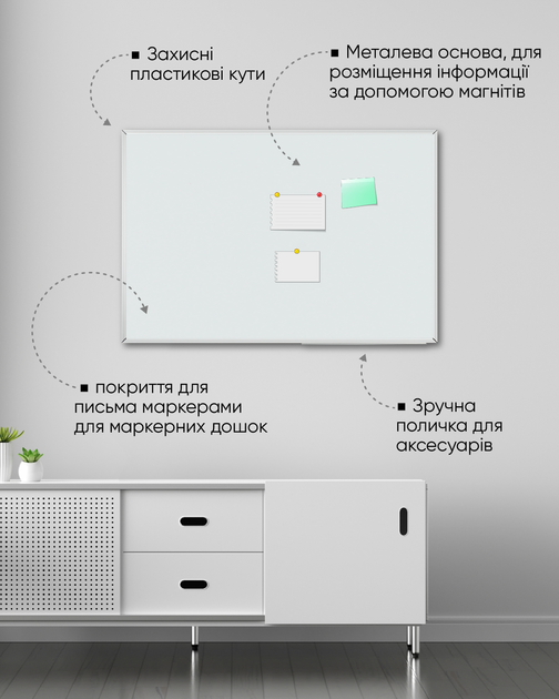 Доска магнитно-маркерная Buromax 100x150 см алюминиевая рамка (BM.0005) - Фото 3 Доска магнитно-маркерная Buromax 100x150 см алюминиевая рамка (BM.0005) - изображение 3
