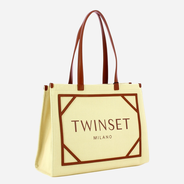 Torebka shopper damska materiałowa Twinset Matera 251TB7081-12186 Beżowa - obraz 3