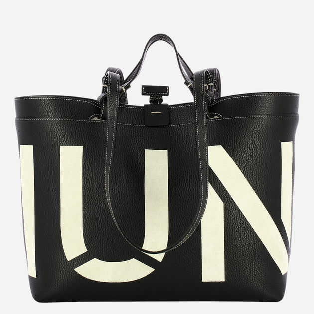 Torebka shopper damska skórzana IUNTOO Sibilla 181102-NERO-C28+PANNA Czarna - obraz 1