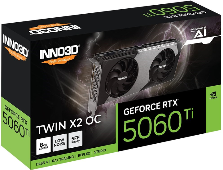 Karta graficzna INNO3D PCI-Ex GeForce RTX 5060 Ti TWIN X2 OC 8GB GDDR7 (128bit) (2602/28000) (HDMI, 3 x DisplayPort) (N506T2-08D7X-193075N) - obraz 3
