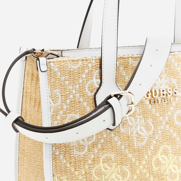 Torebka shopper damska materiałowa Guess Silvana HWSW8665220-CIO Biała - obraz 4