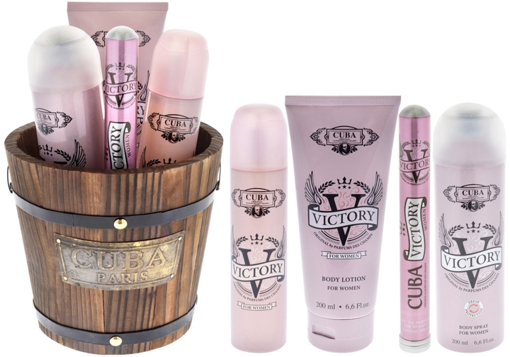 Zestaw damski Cuba Victory Woda perfumowana 100 ml + Woda perfumowana 35 ml + Mgiełka do ciała 200 ml + Balsam do ciała 200 ml (5425039223186) - obraz 1