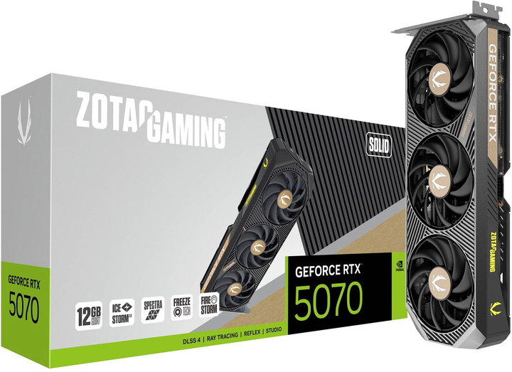 Karta graficzna Zotac PCI-Ex GeForce RTX 5070 Solid 12GB GDDR7 (192bit) (2512/28000) (HDMI, 3 x DisplayPort) (ZT-B50700D-10P) - obraz 7