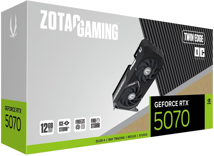 Відеокарта Zotac PCI-Ex GeForce RTX 5070 Twin Edge OC 12GB GDDR7 (192bit) (2542/28000) (HDMI, 3 x DisplayPort) (ZT-B50700H-10P) - зображення 8