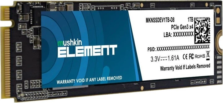 Dysk SSD Mushkin Element 1TB M.2 2280 NVMe PCIe 3.0 x4 3D NAND TLC (MKNSSDEV1TB-D8) - obraz 3