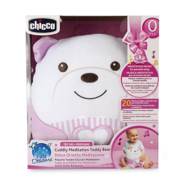 Pluszowa zabawka przytulanka Chicco First Dreams z muzyką i podświetleniem Miś Różowy (8058664184620) - obraz 3