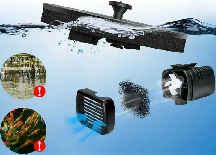 Фонтан насос 16см садовий на сонячній батареї + 6 насадок, Water Pump / Плаваючий міні фонтанчік (L) - изображение 7