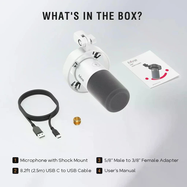 Студийный динамический микрофон FIFINE K688 XLR/USB WHITE – фото