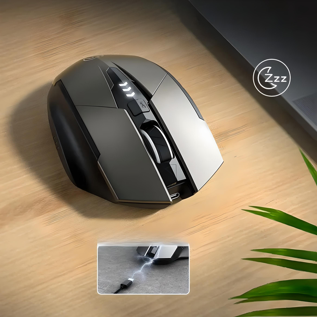 Мышь беспроводная INPHIC F1 с подключением USB 2.4G, аккумулятором, индикатором заряда и 2400 DPI, grey - Фото 6 Мышь беспроводная INPHIC F1 с подключением USB 2.4G, аккумулятором, индикатором заряда и 2400 DPI, grey - изображение 6