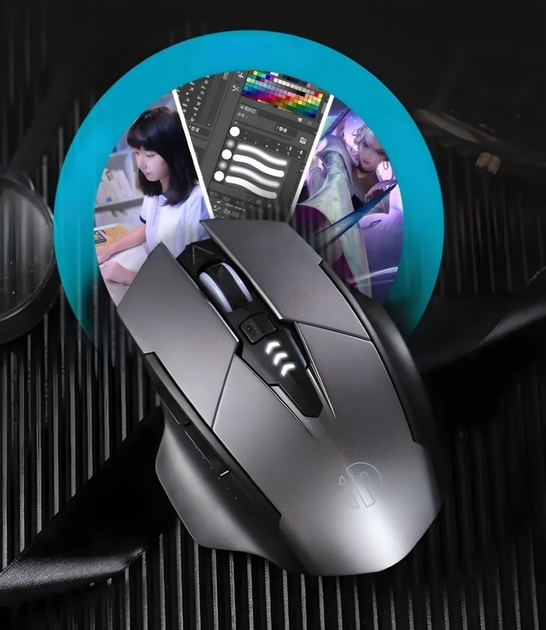 Мышь беспроводная INPHIC F1 с подключением USB 2.4G, аккумулятором, индикатором заряда и 2400 DPI, grey - Фото 7 Мышь беспроводная INPHIC F1 с подключением USB 2.4G, аккумулятором, индикатором заряда и 2400 DPI, grey - изображение 7