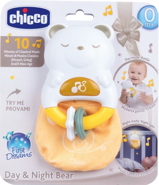 Брязкальце Chicco First Dreams з нічником та мелодіями 2 в 1 Ведмедик (8058664170852) - зображення 1