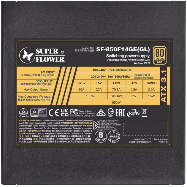 Zasilacz Super Flower Leadex III 850W Black (NESF-103) - obraz 5