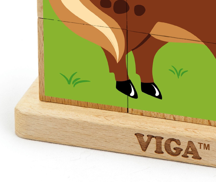 Kostki - puzzle drzewniane Viga Farma 50833 (6934510508333) - obraz 2