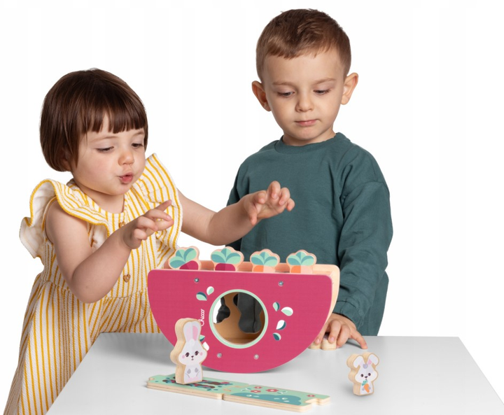 Іграшка Chicco My Wood Friends Дерев'яна гойдалка зайчиків з сортером фігур і фігурками (8058664177790) - зображення 5