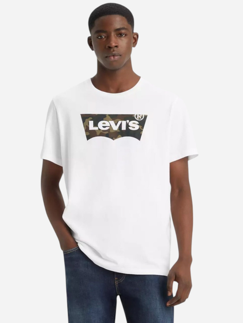 Koszulka męska bawełniana Levi's Housemark Graphic Tee Hm Ssnl Filll Whi 22489-0163 S Biała (5400816106012) - obraz 1