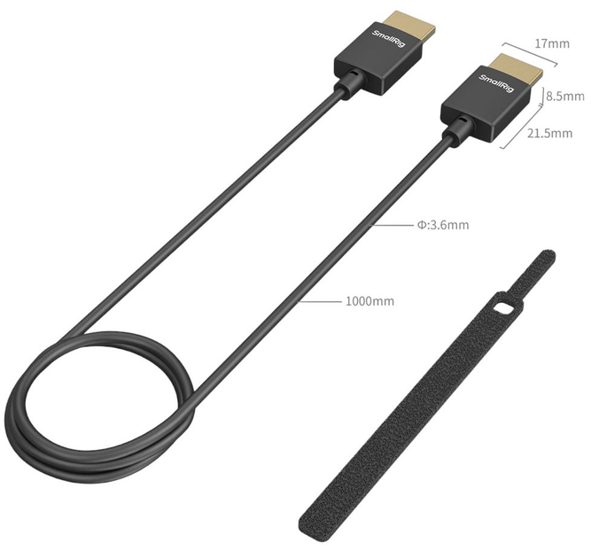 Kabel SmallRig 4794 Ultra-Slim 4K HDMI Data Cable A to A 1 m (6941590017716) - obraz 3