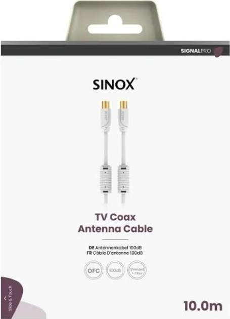 Kabel Sinox PRO Antennekabel YouSee and Stofa godkendt 10 m Hvid White (SXV092010) - obraz 2