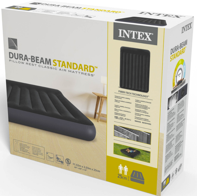 Надувной матрас Intex 191x137x25 см с флокированным покрытием, Dura-Beam (IND-64142) - изображение 6